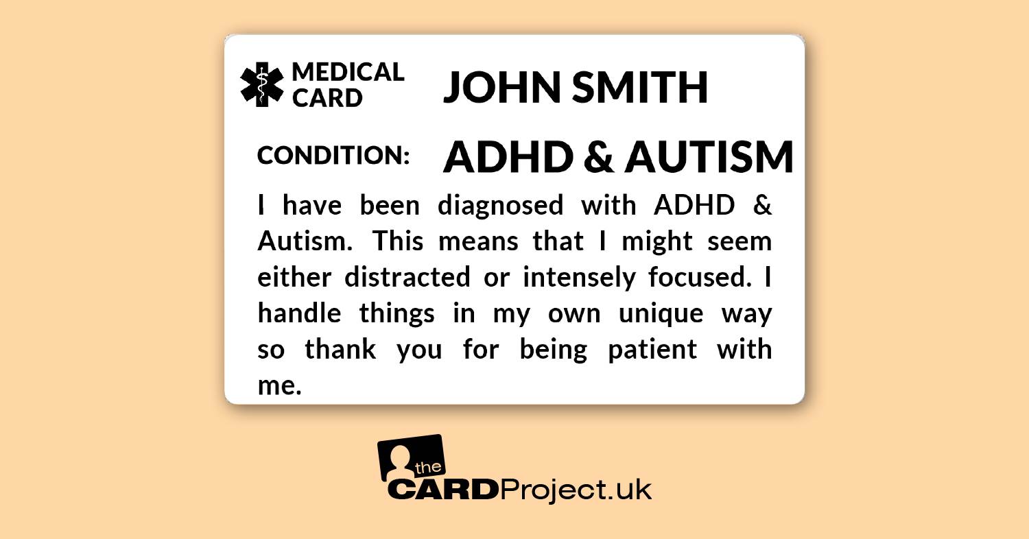 ADHD & Autism Mono Medical ID Card  (FRONT)